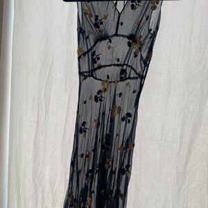 Vintage 1950 sheer dress Black Floral Dress